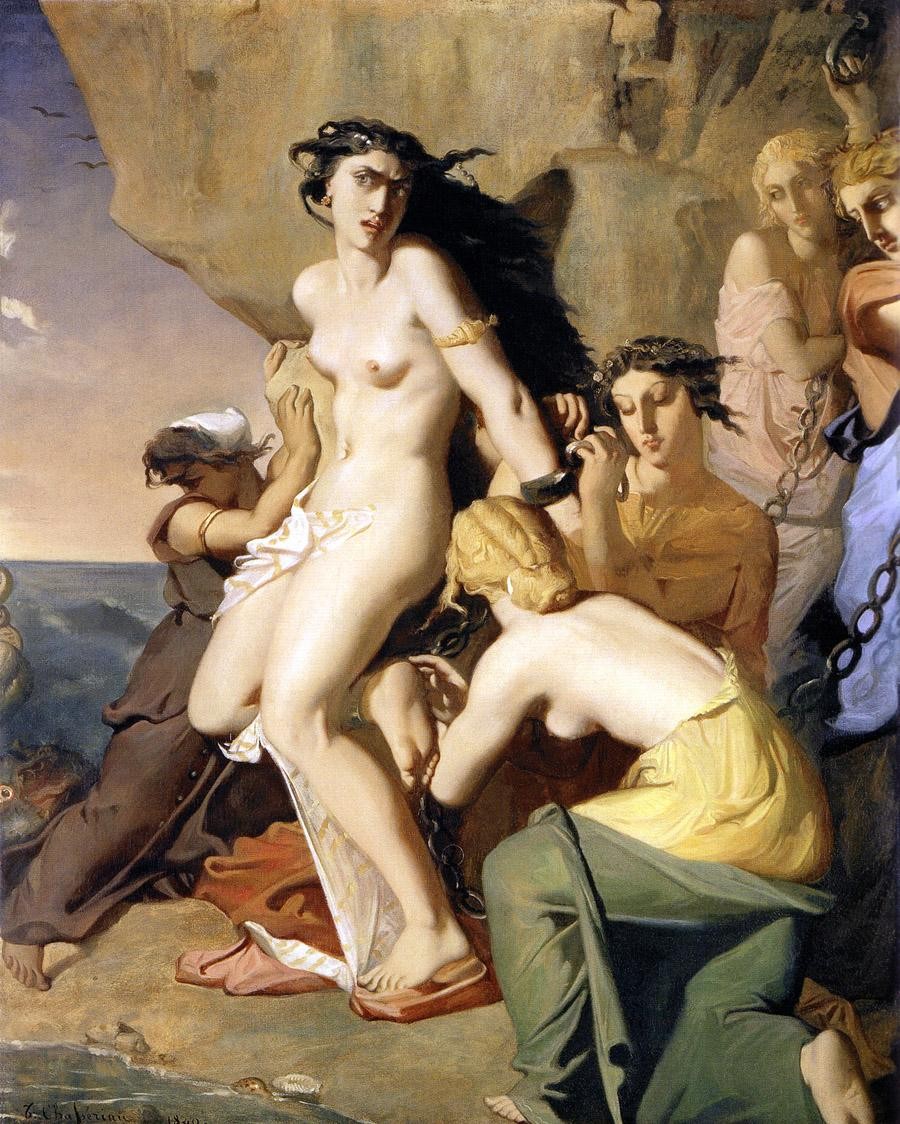 Theodore Chasseriau Andromeda Chained to the Rock by the Nereids